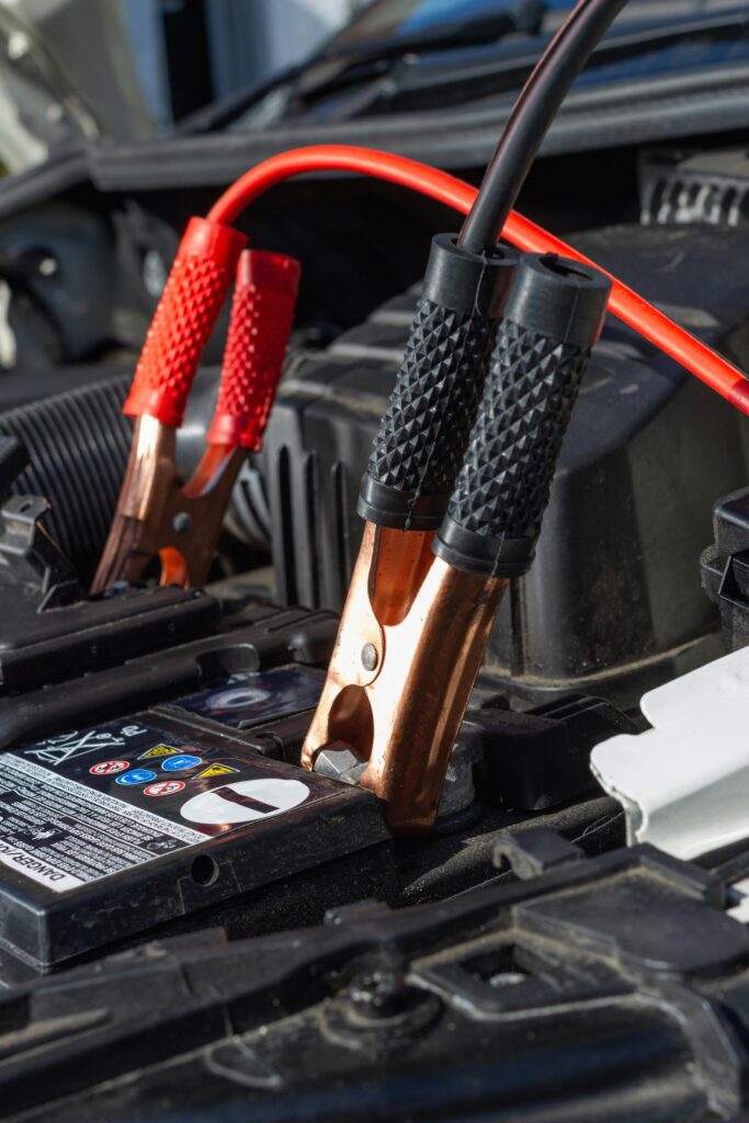 Jump Starter on car battery, car break down.